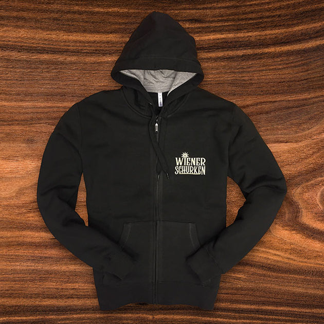 WIENER SCHURKEN HOODED ZIPPER - SCHWARZ - LOGO SMALL/SKULL