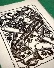 WIENER SCHURKEN - STRAWANZA ASS - Linoldruck 18x23,5cm